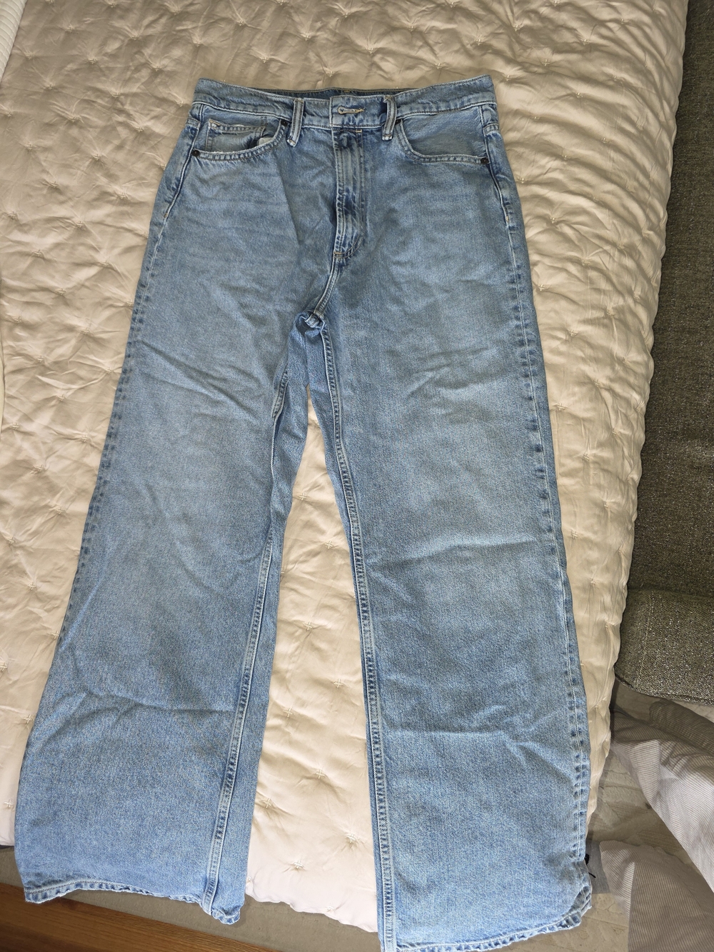 AllSaints Light Blue Relaxed Fit High Wasted Jeans
